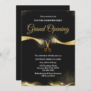 Grand Opening Gold Ribbon Cutting Ceremony Invitation