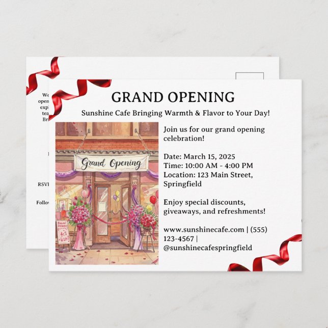 Grand Opening Invitation   Postcard (Front/Back)