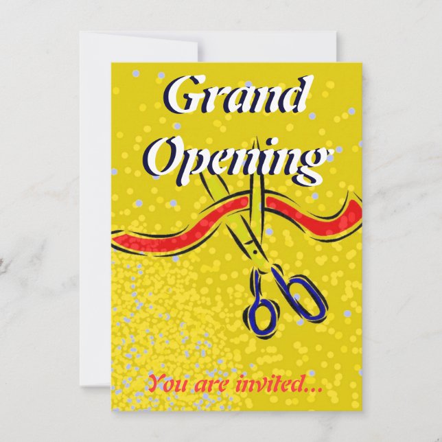 Grand Opening Launch gold party invitation (Front)