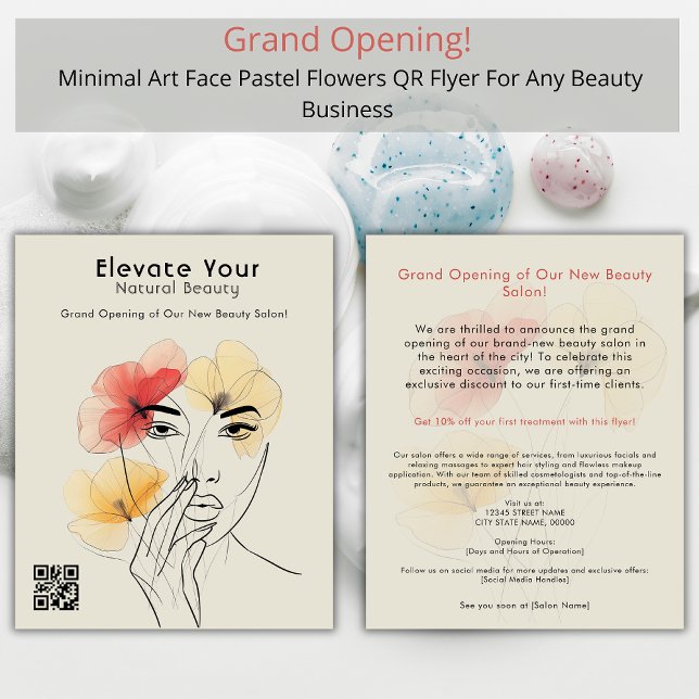 Grand Opening Minimal  Flowers Beauty Brochure (Creator Uploaded)