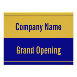 Grand Opening Navy Blue and Gold Company Name  Photo Print