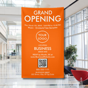 Grand Opening Orange Business Logo QR Banner