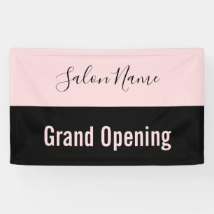 Grand Opening Pale Pink Black Script Beauty Salon Banner