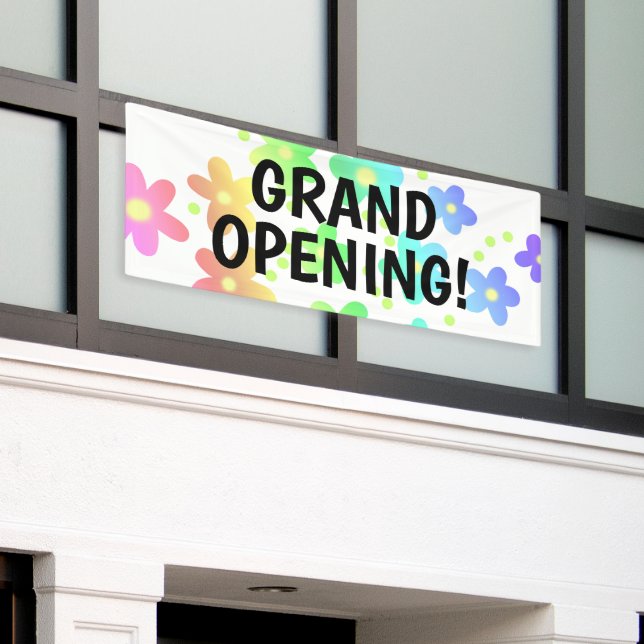 GRAND OPENING! Rainbow Flowers Banner (Outside Building)