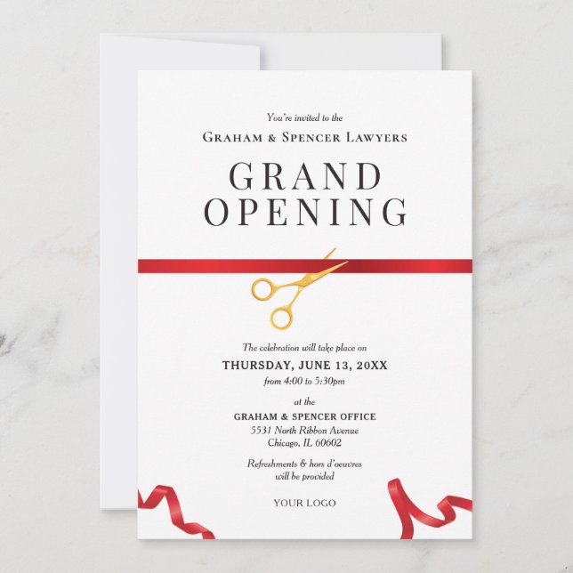 Grand Opening Red Ribbon Cutting Ceremony Invitation (Front)