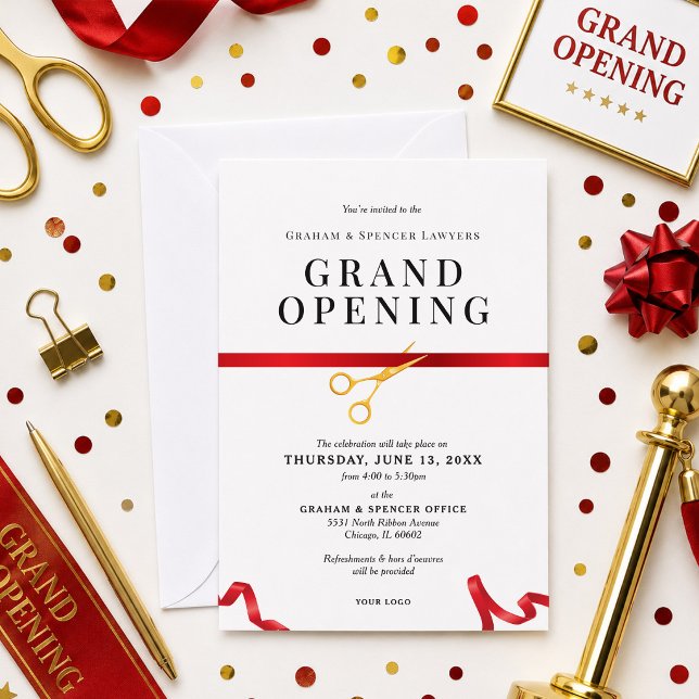 Grand Opening Red Ribbon Cutting Ceremony Invitation (Creator Uploaded)