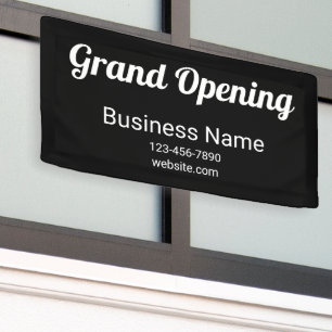 Grand Opening Script Business Name Phone No. Black Banner