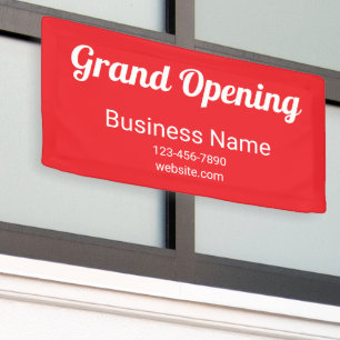 Grand Opening Script Business Name Phone No. Red Banner