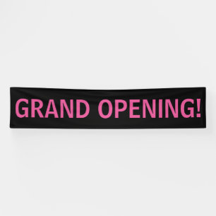 Grand opening simple pink black banner sign