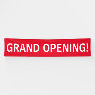 Grand opening simple red white banner sign