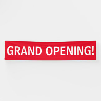Grand opening simple red white banner sign