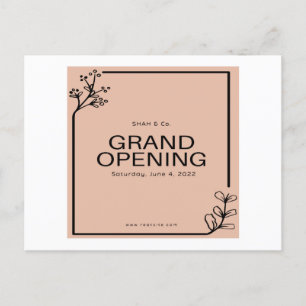 Grand opening template, banner, poster. Lettering Postcard