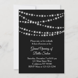 Grand Opening Twinkle Lights black Invitation
