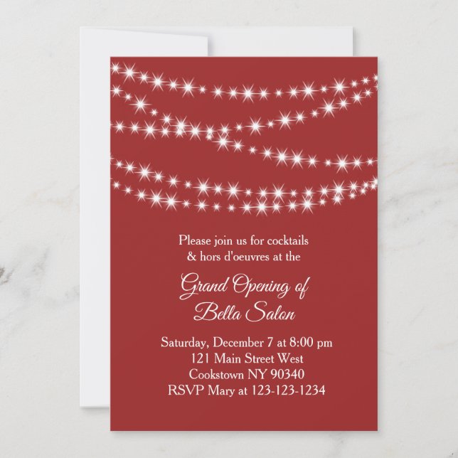 Grand Opening Twinkle Lights red Invitation (Front)