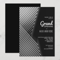 Grand Opening White Neon Lights Invitations