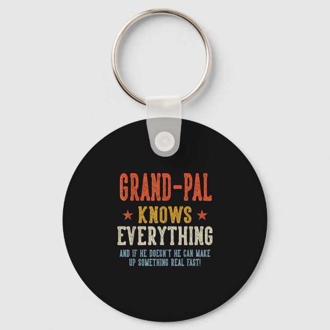 Grand-pal knows everything father's day retro key ring (Front)