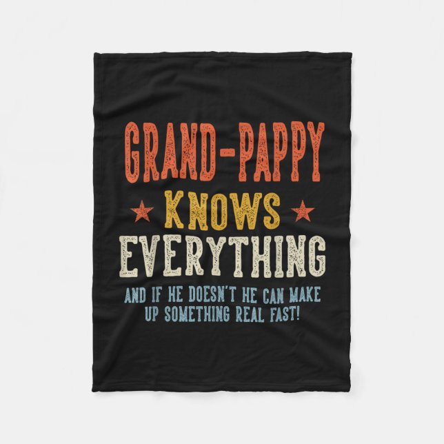Grand-pappy knows everything father's day retro fleece blanket (Front)