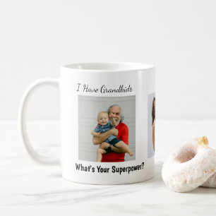 Grand Parents Funny Personalised 3Photo Coffee Mug