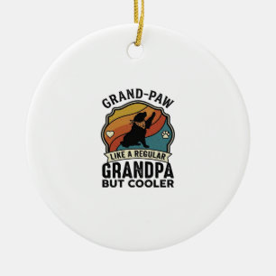 Grand Paw Grandpa Dog Retro Sunset Bandana_1 Ceramic Tree Decoration