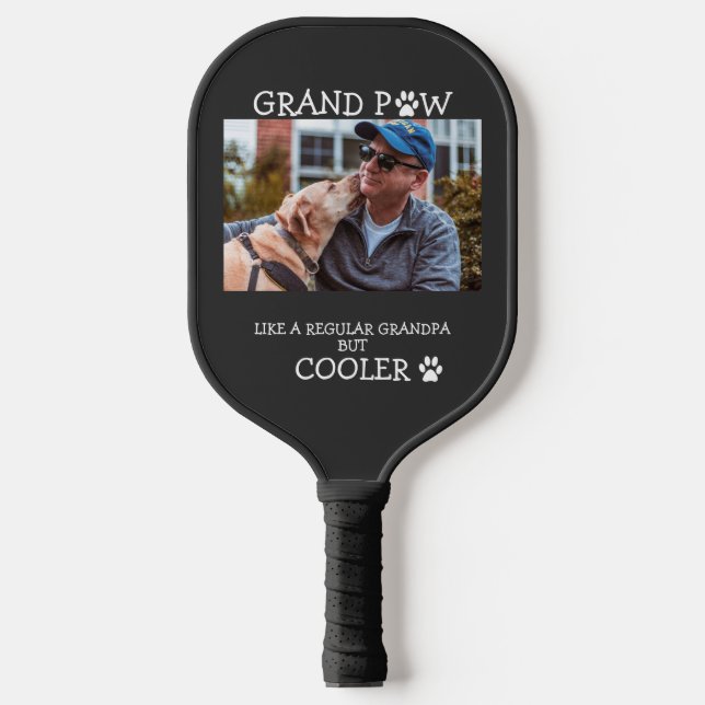 Grand Paw Regular Grandpa But Cooler Custom Photo  Pickleball Paddle (Front)