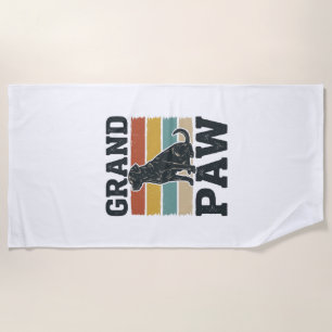 Grand Paw Vintage Dog Grandpa Shirt Design_1 Beach Towel