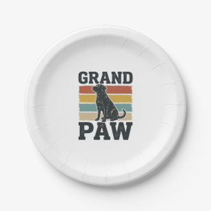Grand Paw Vintage Dog Grandpa Shirt Design_1 Paper Plate