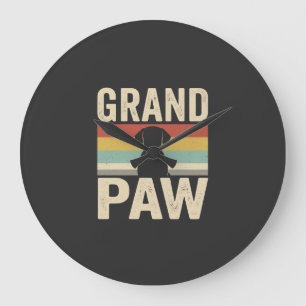 Grand Paw Vintage Dog Retro Large Clock