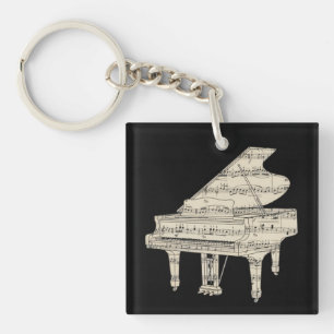 Grand Piano and Music Notes  Key Ring