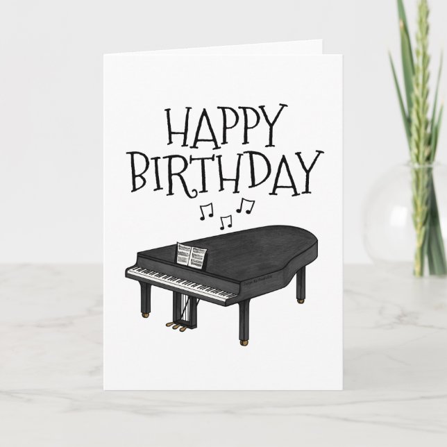 Grand Piano Birthday Card Pianist Musician (Front)