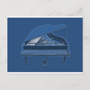 Grand Piano: Blueprint Painting: Postcard