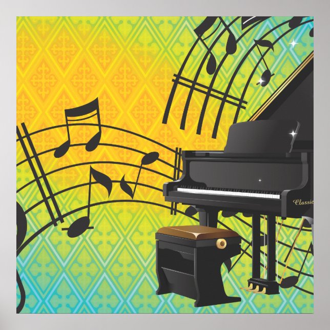 Grand piano cartoon print (Front)