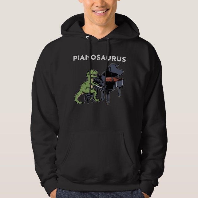 Grand Piano Gift Kids Pianist Dinosaur Music Piano Hoodie (Front)