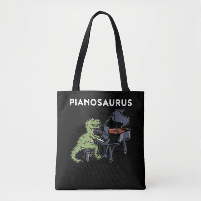Grand Piano Gift Kids Pianist Dinosaur Music Piano Tote Bag (Front)