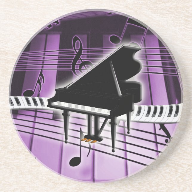 Grand Piano Keyboard and Music Notes Coaster (Front)
