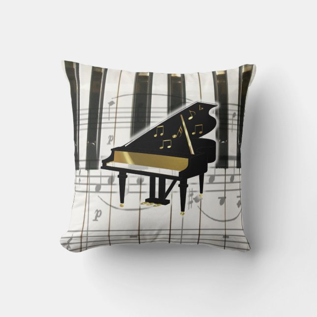 Grand Piano Keyboard and Notes Cushion (Front)
