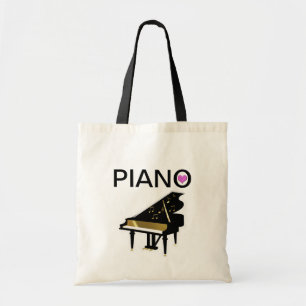 Grand Piano Keyboard and Notes Tote Bag