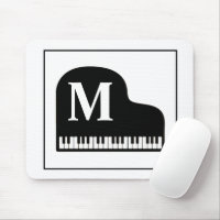 Grand Piano Monogram Pianist Black and White