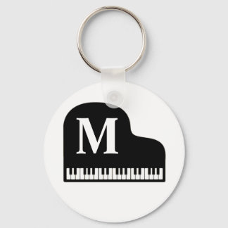 Grand Piano Monogram Pianist Personalise  Key Ring