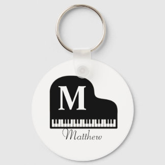 Grand Piano Monogram Pianist Personalise Key Ring