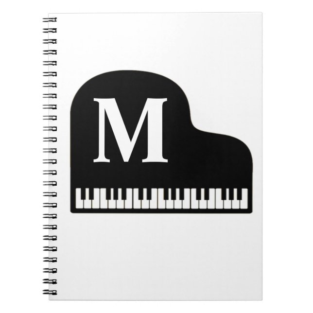 Grand Piano Monogram Pianist Personalise  Notebook (Front)