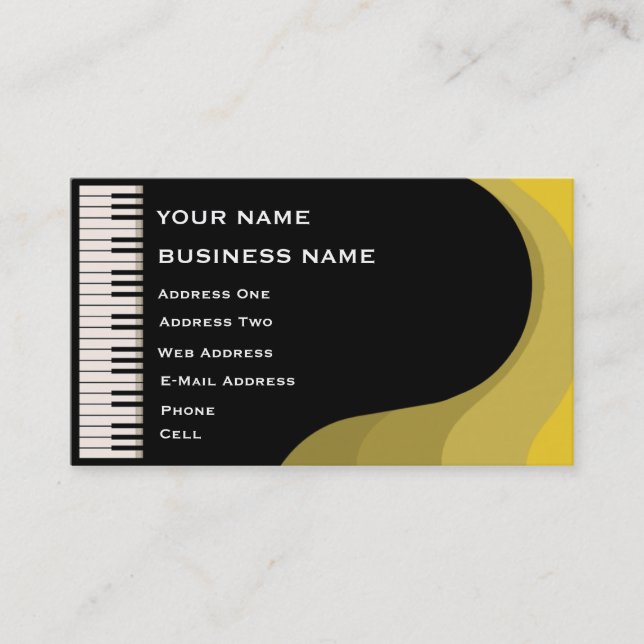 Grand Piano - Music Business Card (Front)