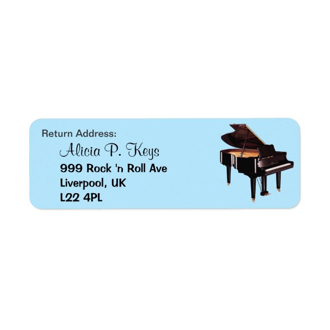 GRAND PIANO Music Lovers Return Address Labels (Front)