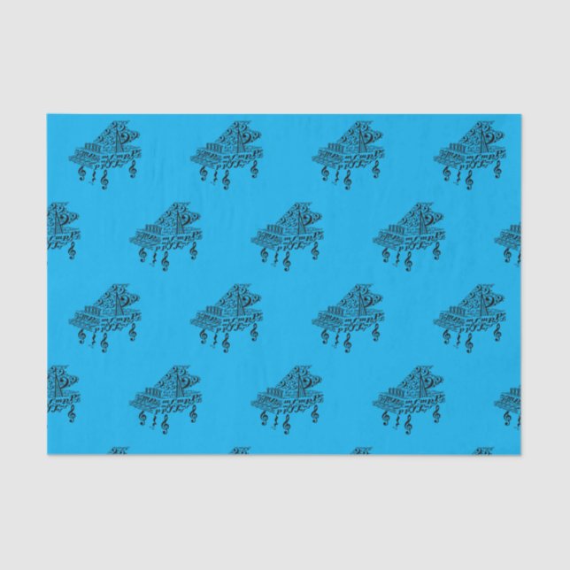 Grand Piano, music symbols, music teacher, gift Tissue Paper (Front)
