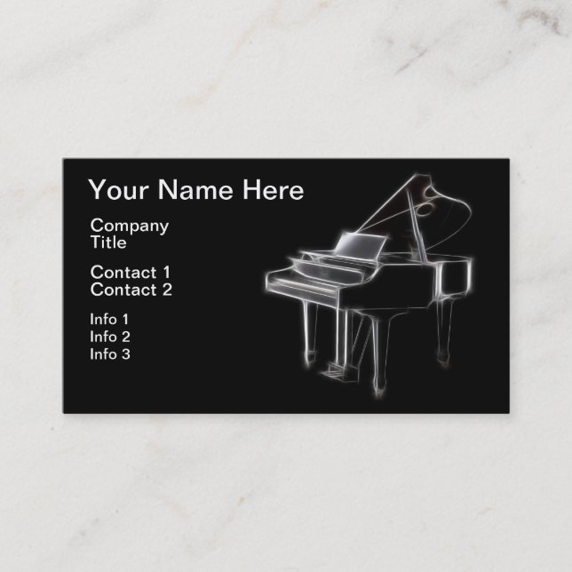 Grand Piano Musical Classical Instrument Business Card (Front)