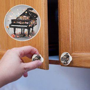 Grand Piano Painted With Flowers Ceramic Knob