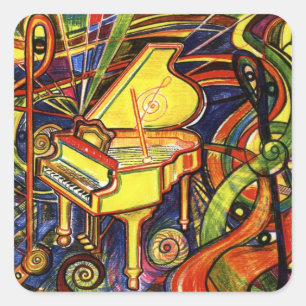 Grand Piano Square Sticker