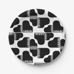 Grand Pianos Music Themed CUSTOM BACKGROUND COLOR Paper Plate