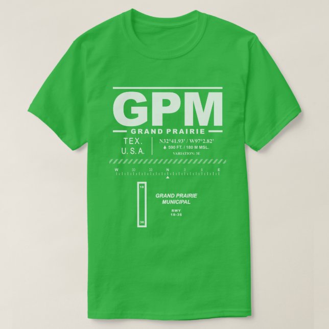 Grand Prairie Municipal Airport GPM T-Shirt (Design Front)