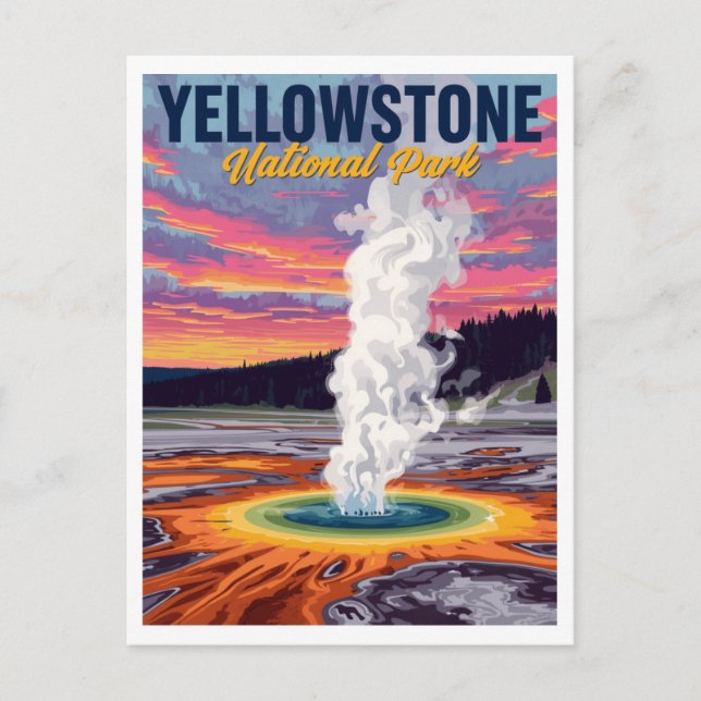 Grand Prismatic Spring Geyser Art Postcard (Front)