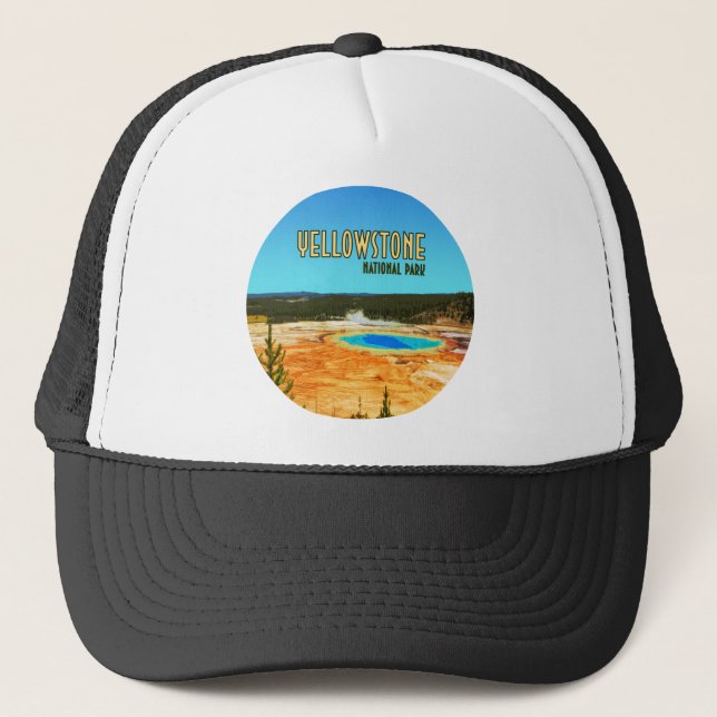 Grand Prismatic Yellowstone National Park Vintage Trucker Hat (Front)